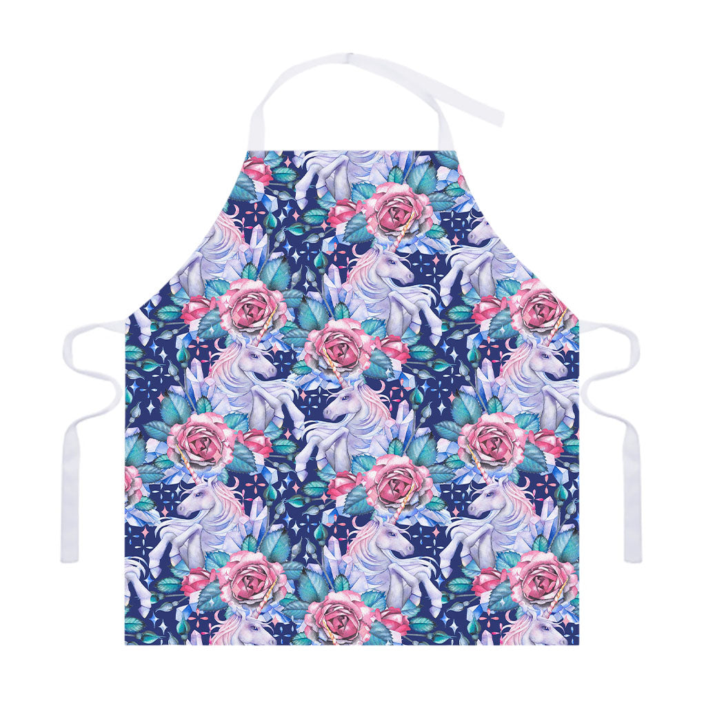 Blue Fairy Rose Unicorn Pattern Print Adjustable Apron