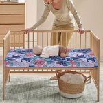 Blue Fairy Rose Unicorn Pattern Print Baby Crib Sheet