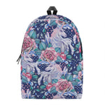 Blue Fairy Rose Unicorn Pattern Print Backpack