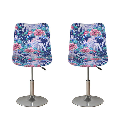 Blue Fairy Rose Unicorn Pattern Print Bar Stool Covers