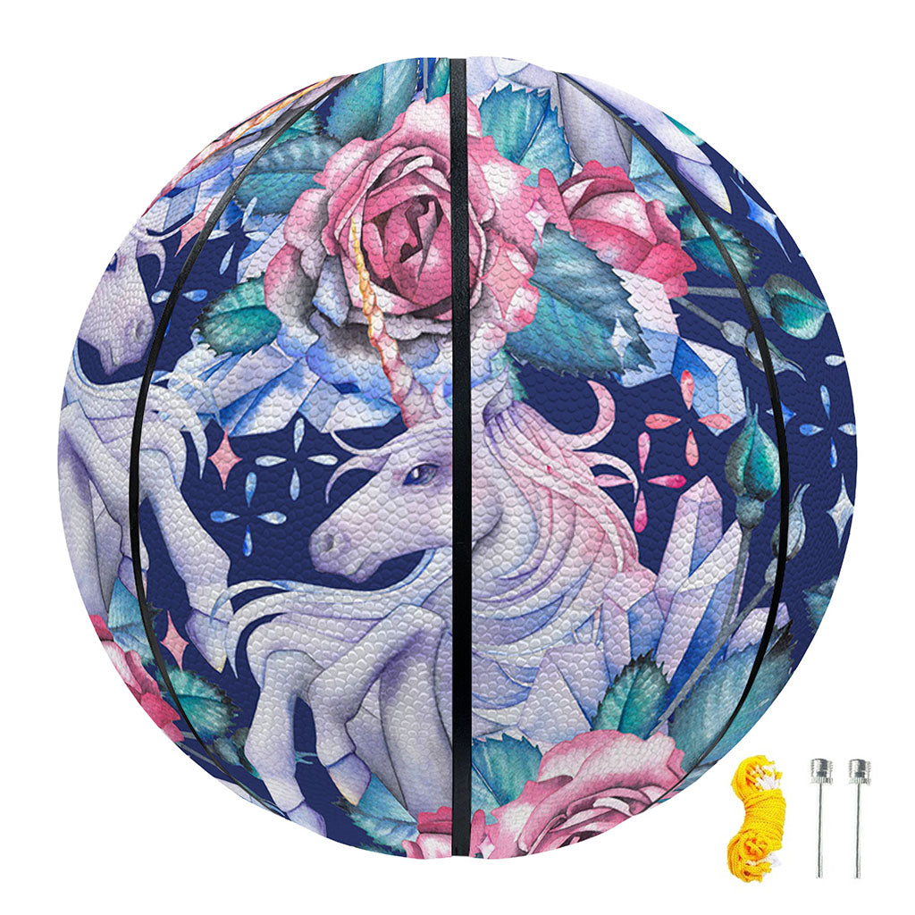 Blue Fairy Rose Unicorn Pattern Print Basketball