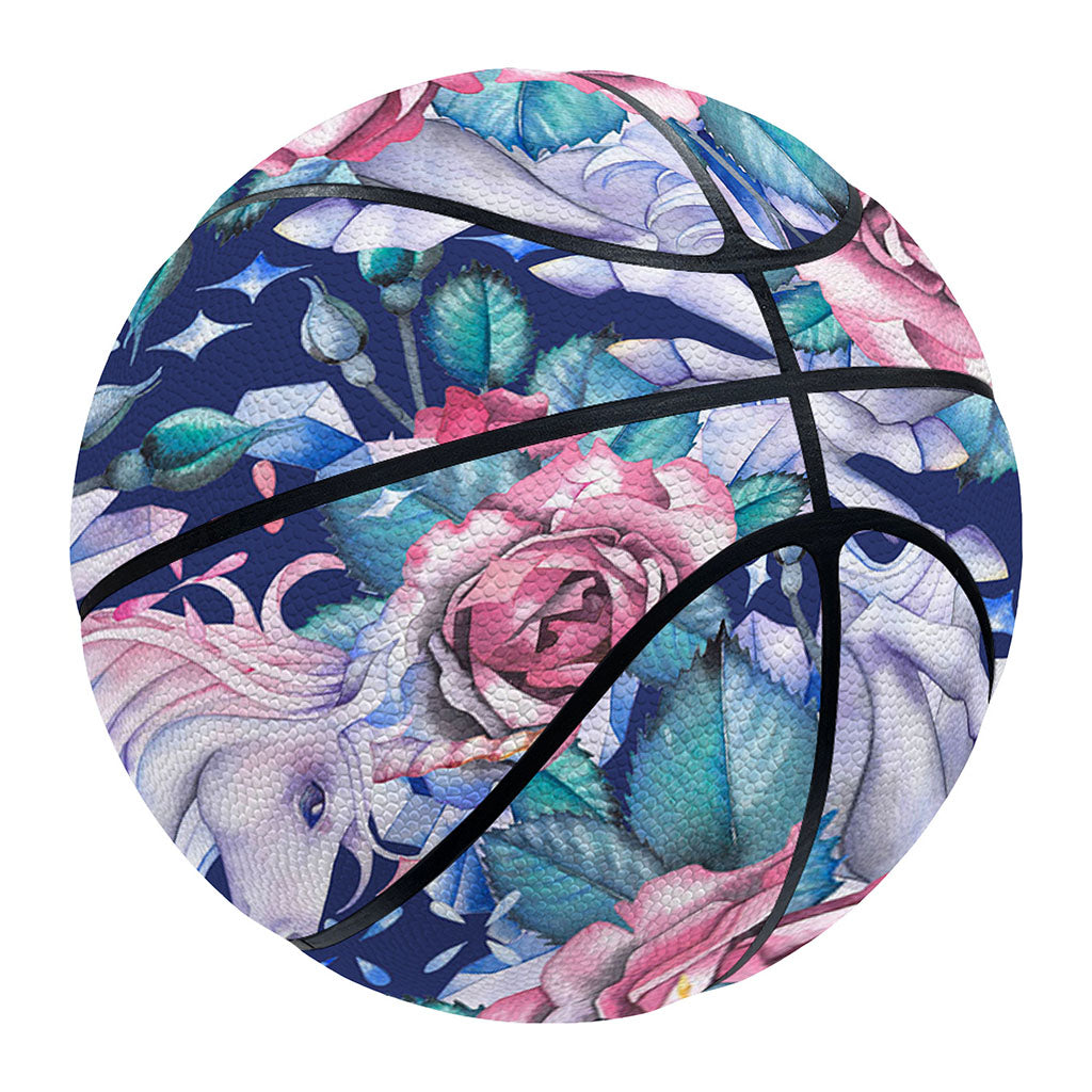 Blue Fairy Rose Unicorn Pattern Print Basketball