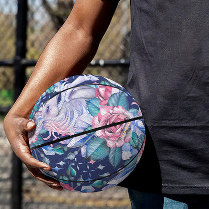 Blue Fairy Rose Unicorn Pattern Print Basketball