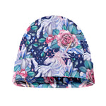 Blue Fairy Rose Unicorn Pattern Print Beanie