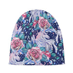 Blue Fairy Rose Unicorn Pattern Print Beanie