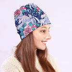 Blue Fairy Rose Unicorn Pattern Print Beanie