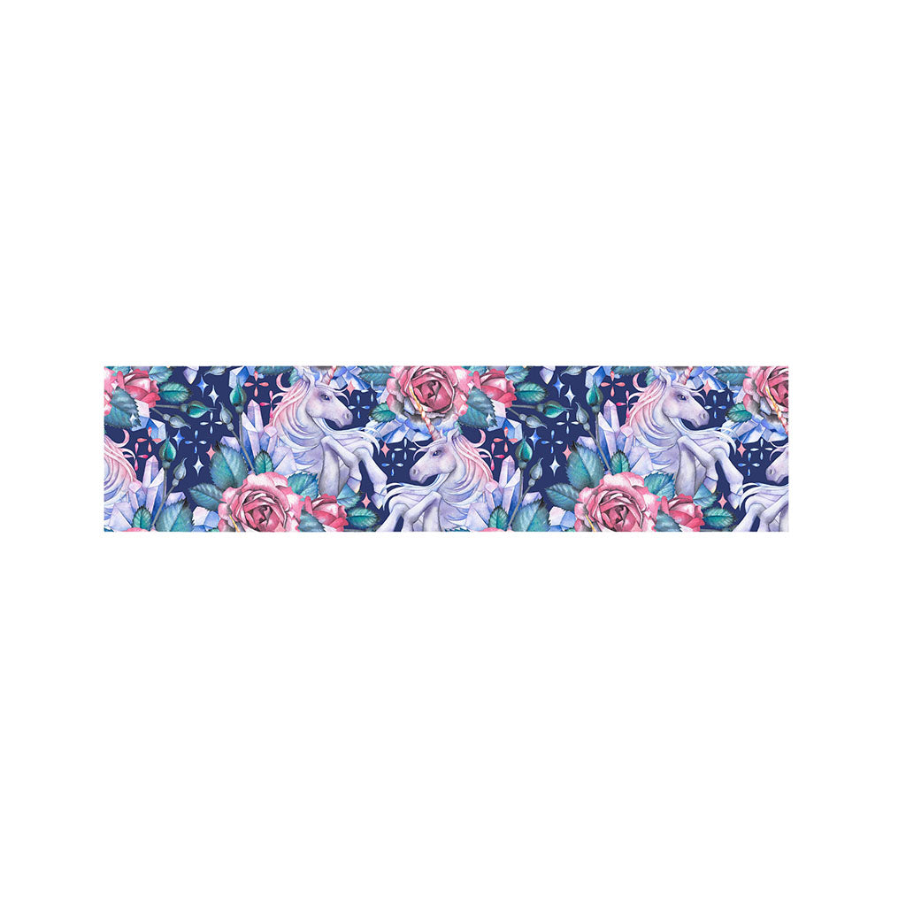 Blue Fairy Rose Unicorn Pattern Print Bed Runner