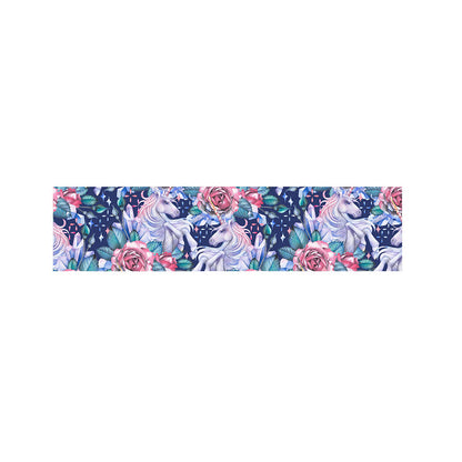 Blue Fairy Rose Unicorn Pattern Print Bed Runner