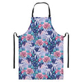 Blue Fairy Rose Unicorn Pattern Print Bib Apron With Pocket