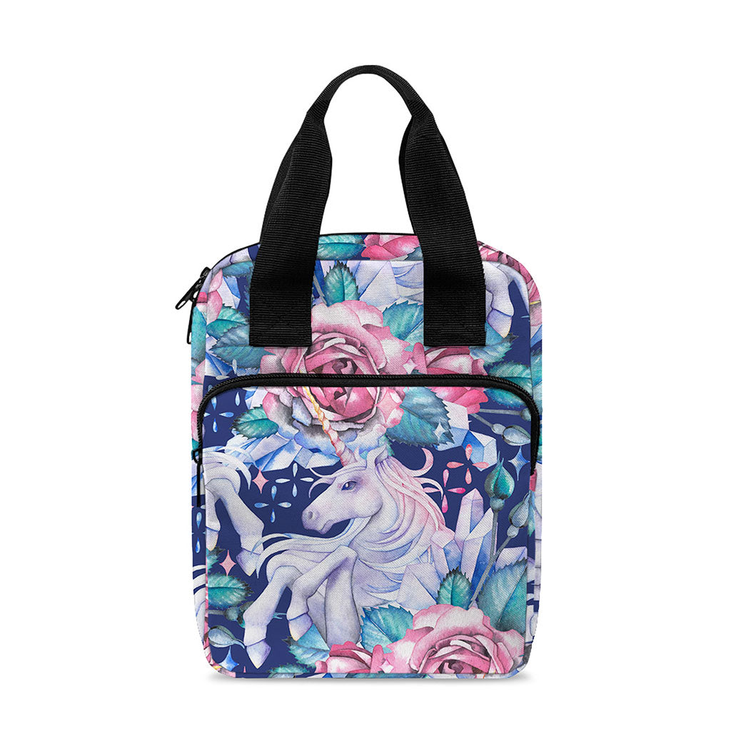 Blue Fairy Rose Unicorn Pattern Print Bible Tote Bag