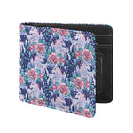 Blue Fairy Rose Unicorn Pattern Print Bifold Wallet