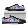 Blue Fairy Rose Unicorn Pattern Print Black Low Top Sneakers