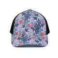 Blue Fairy Rose Unicorn Pattern Print Black Mesh Trucker Hat