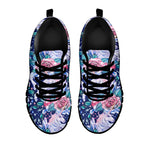 Blue Fairy Rose Unicorn Pattern Print Black Running Shoes