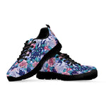 Blue Fairy Rose Unicorn Pattern Print Black Running Shoes