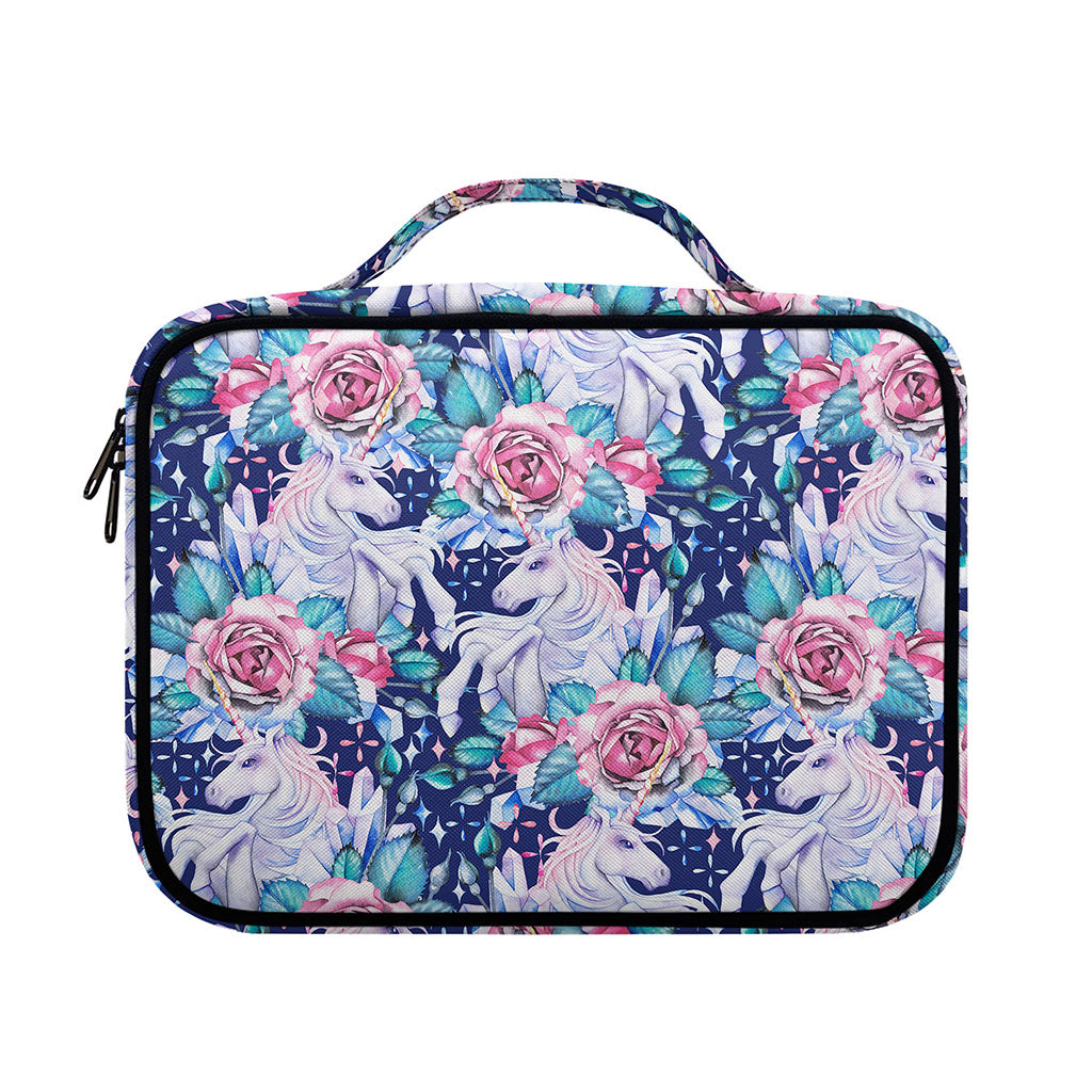 Blue Fairy Rose Unicorn Pattern Print Briefcase Bible Bag