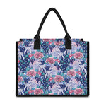 Blue Fairy Rose Unicorn Pattern Print Canvas Tote Bag