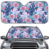 Blue Fairy Rose Unicorn Pattern Print Car Windshield Sun Shade