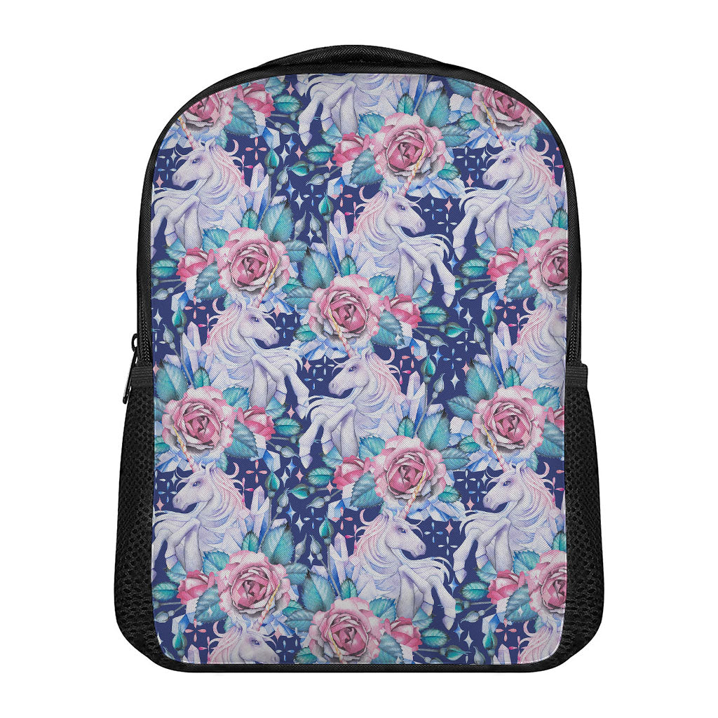 Blue Fairy Rose Unicorn Pattern Print Casual Backpack