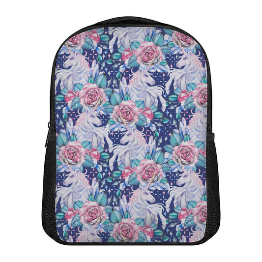 Blue Fairy Rose Unicorn Pattern Print Casual Backpack