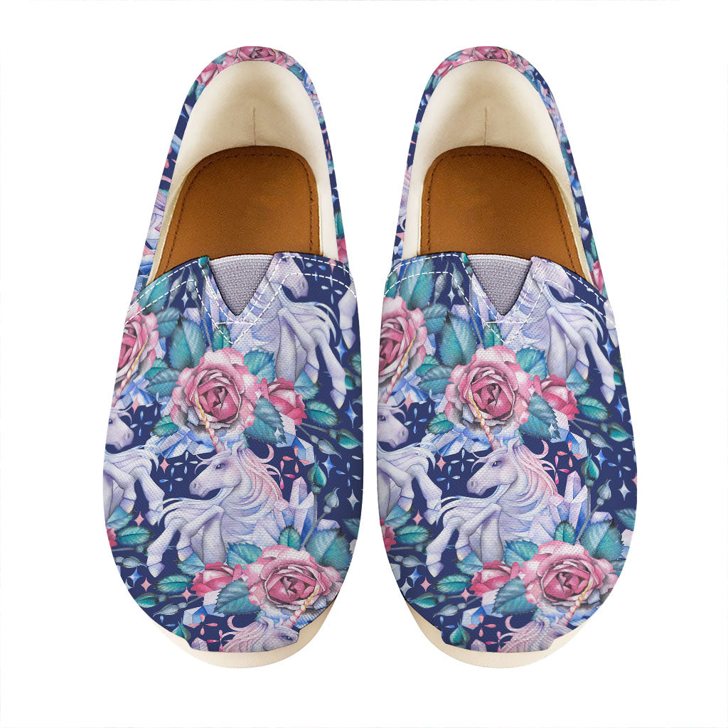 Blue Fairy Rose Unicorn Pattern Print Casual Shoes