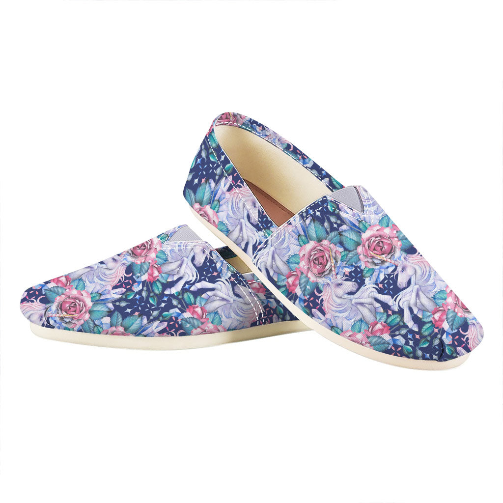 Blue Fairy Rose Unicorn Pattern Print Casual Shoes