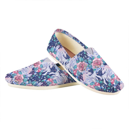 Blue Fairy Rose Unicorn Pattern Print Casual Shoes