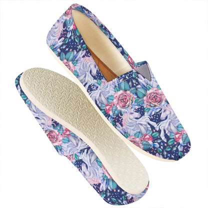Blue Fairy Rose Unicorn Pattern Print Casual Shoes
