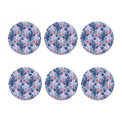 Blue Fairy Rose Unicorn Pattern Print Coaster Set