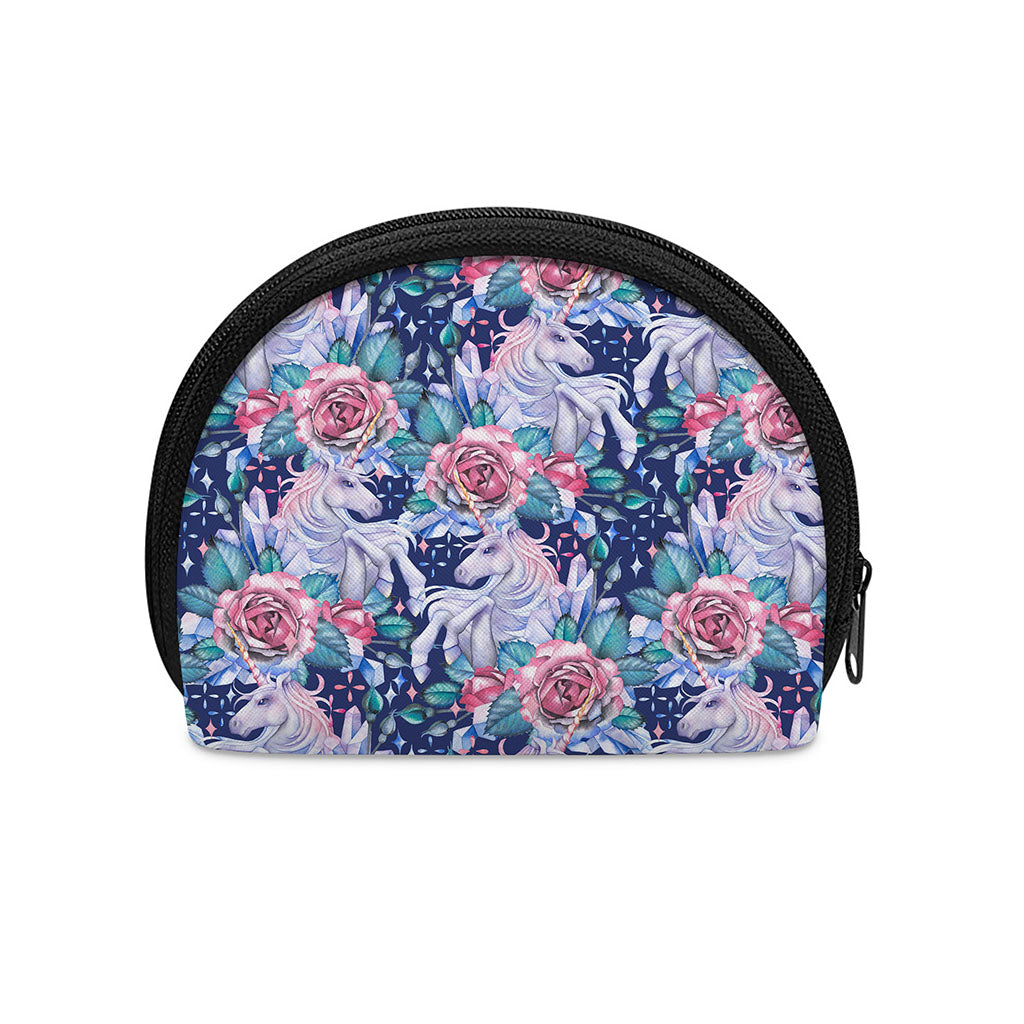Blue Fairy Rose Unicorn Pattern Print Coin Purse