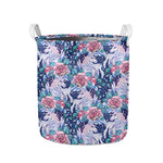 Blue Fairy Rose Unicorn Pattern Print Collapsible Laundry Basket