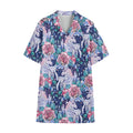 Blue Fairy Rose Unicorn Pattern Print Cotton Hawaiian Shirt