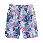 Blue Fairy Rose Unicorn Pattern Print Cotton Shorts