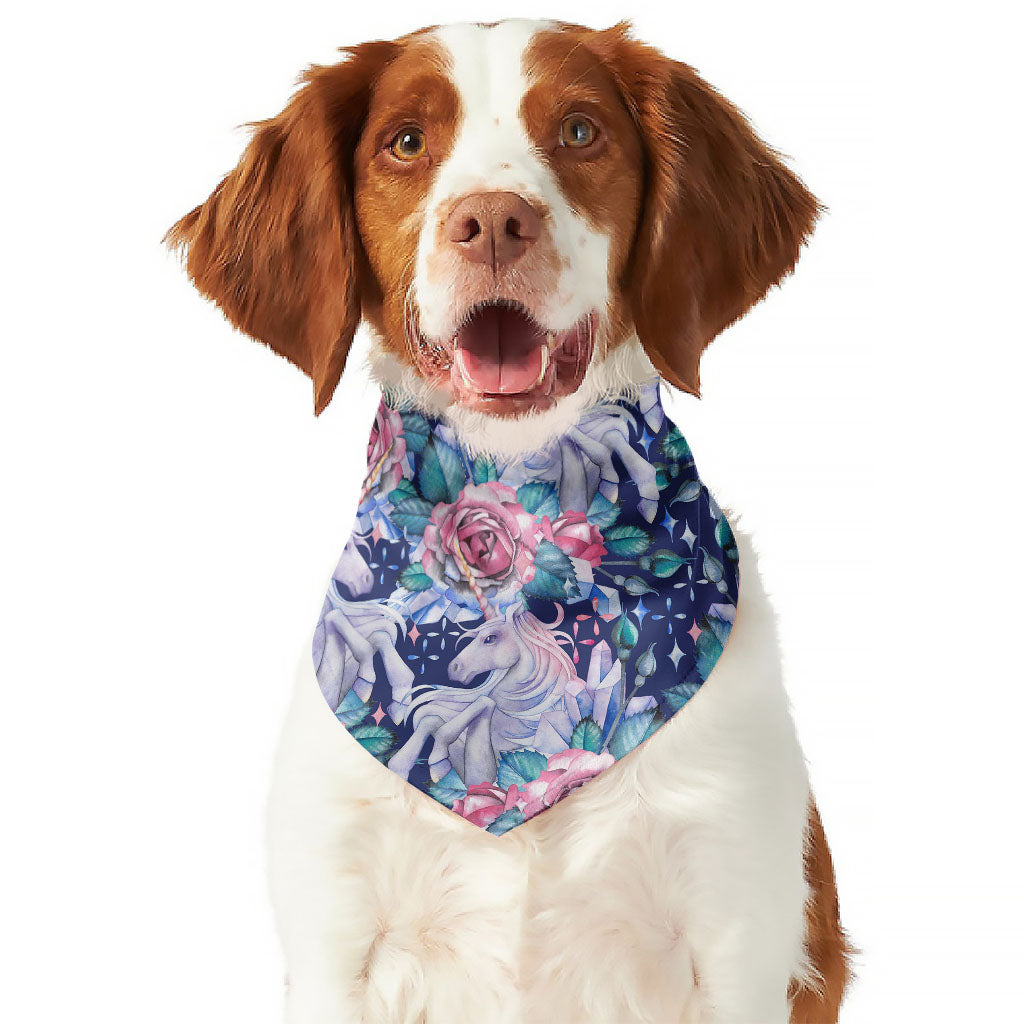 Blue Fairy Rose Unicorn Pattern Print Dog Bandana