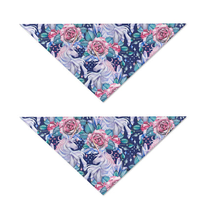 Blue Fairy Rose Unicorn Pattern Print Dog Bandana