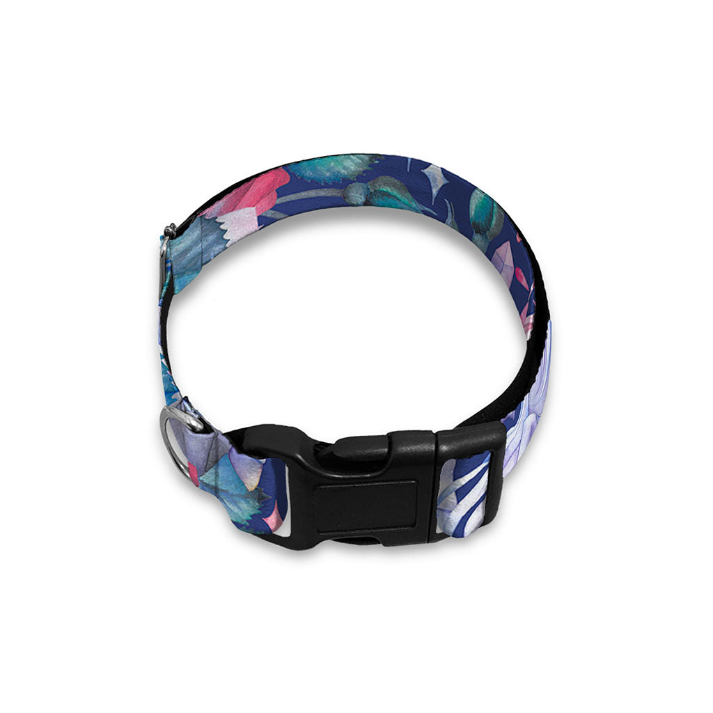 Blue Fairy Rose Unicorn Pattern Print Dog Collar