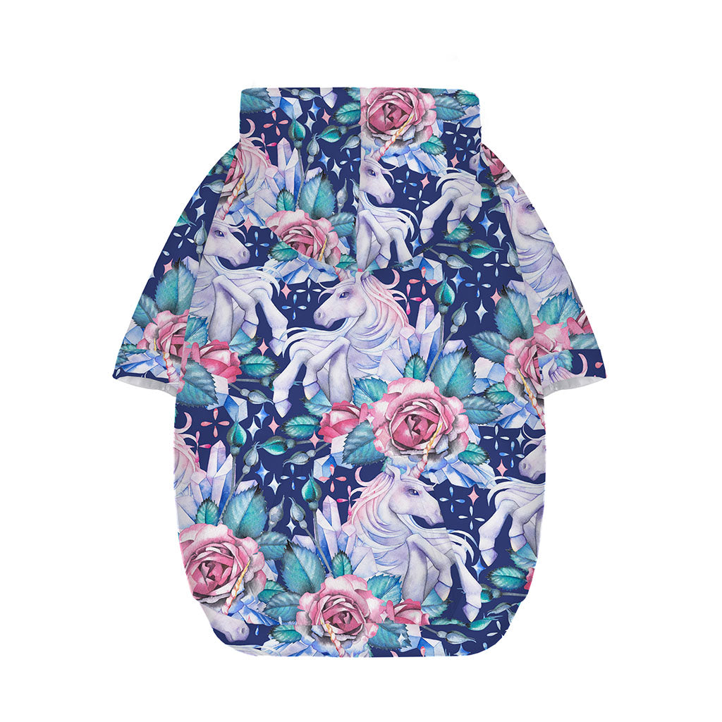 Blue Fairy Rose Unicorn Pattern Print Dog Zip Up Hoodie