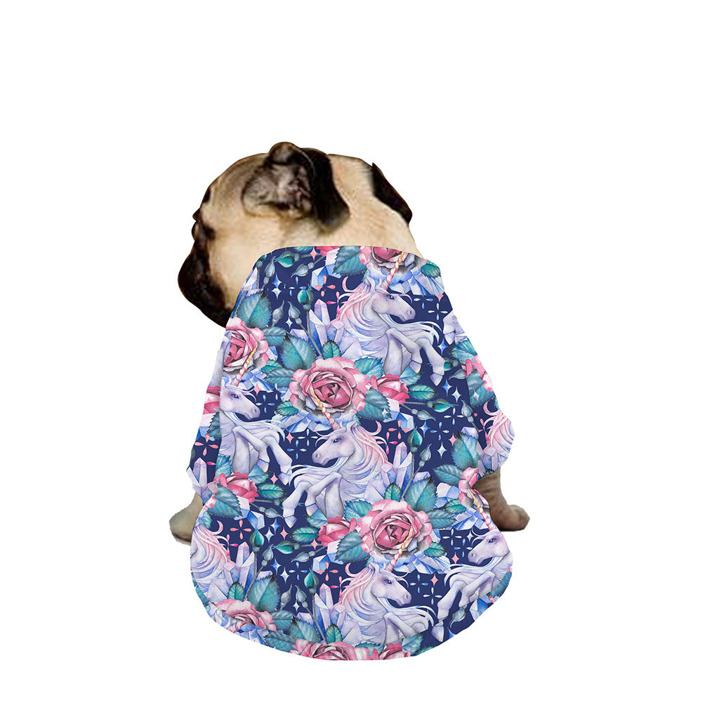 Blue Fairy Rose Unicorn Pattern Print Dog Zip Up Jacket