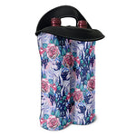 Blue Fairy Rose Unicorn Pattern Print Double Neoprene Wine Tote