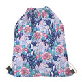 Blue Fairy Rose Unicorn Pattern Print Drawstring Bag