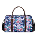 Blue Fairy Rose Unicorn Pattern Print Duffle Bag