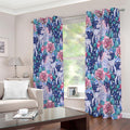 Blue Fairy Rose Unicorn Pattern Print Extra Wide Grommet Curtains