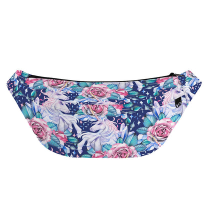 Blue Fairy Rose Unicorn Pattern Print Fanny Pack