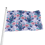 Blue Fairy Rose Unicorn Pattern Print Flag