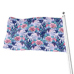 Blue Fairy Rose Unicorn Pattern Print Flag