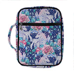 Blue Fairy Rose Unicorn Pattern Print Front Pocket Bible Bag