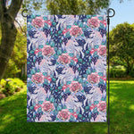 Blue Fairy Rose Unicorn Pattern Print Garden Flag