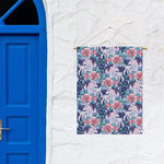 Blue Fairy Rose Unicorn Pattern Print Garden Flag