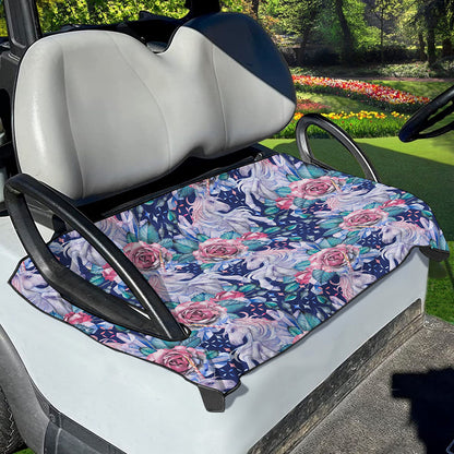 Blue Fairy Rose Unicorn Pattern Print Golf Cart Seat Cover