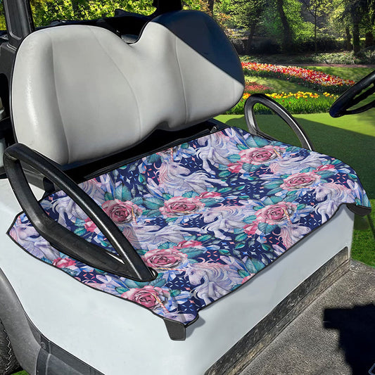 Blue Fairy Rose Unicorn Pattern Print Golf Cart Seat Cover